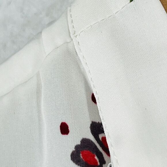 ABERCROMBIE & FITCH Top XS Floral Poplin Tie Neck Blouse Roll Tab Sleeve White - Picture 11 of 16